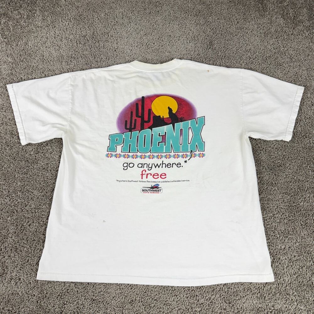 VINTAEG Southwest Airlines Shirt Mens XL White Go Anywhere Free Promo Pheonix